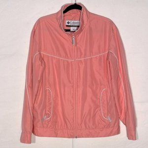 COLUMBIA Baby Pink Long Sleeve Full Zip Windbreaker Light Jacket XL